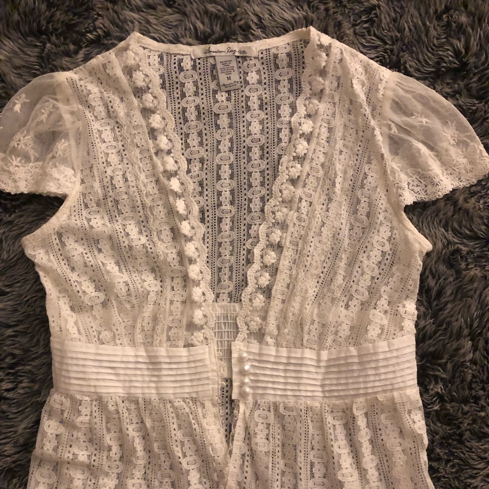 White cream lace cover top